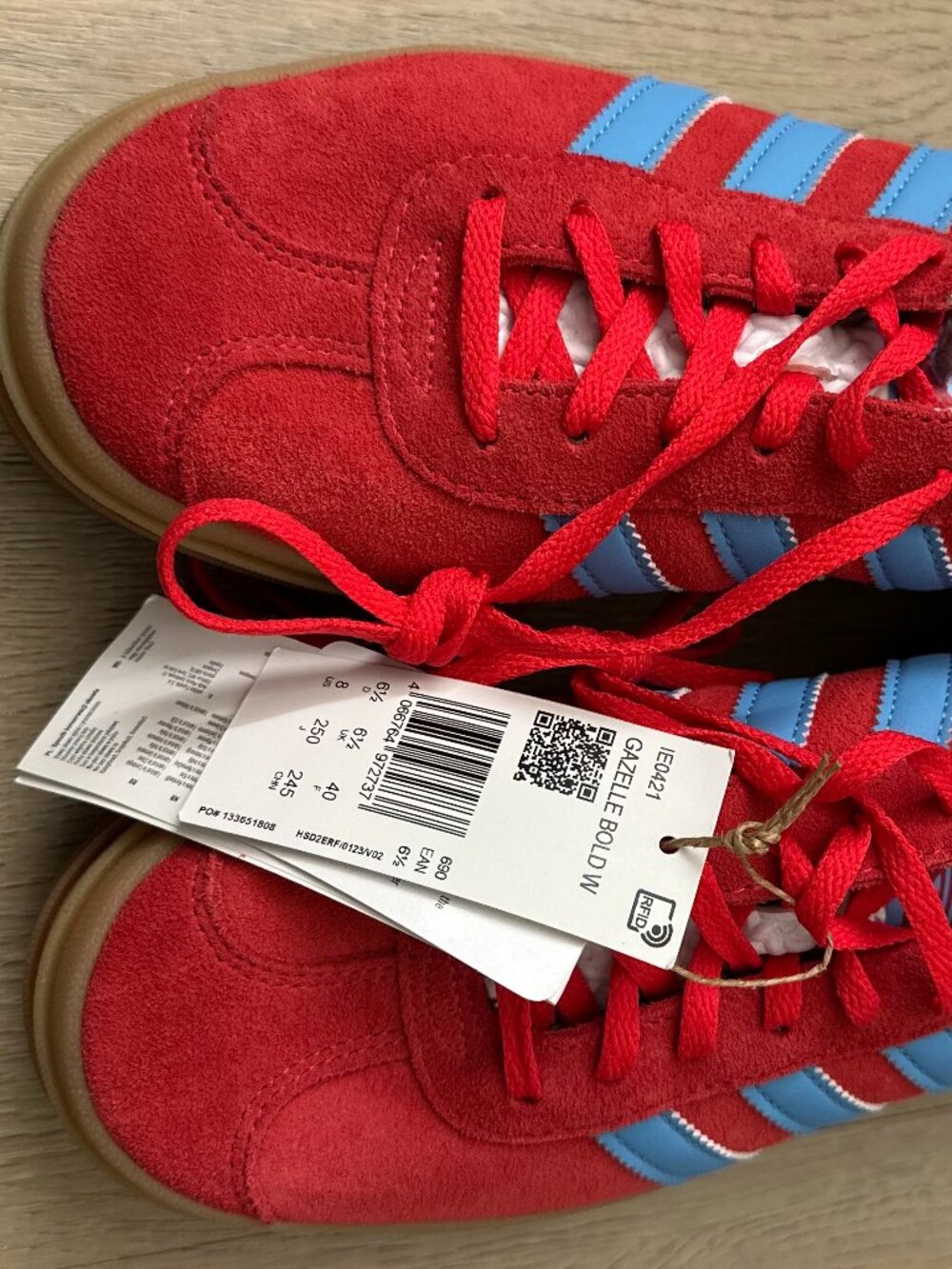 Adidas Gazelle Bold Red Blue Suede Sneakers Platform Gum Sole Women’s